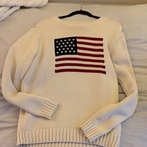 Brandy Melville Cream Sweater with American Flag